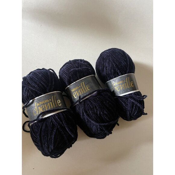 Premier Patrons Chenille Yarn Cocoa Color Lot of 3 NEW Skeins Blue - Picture 1 of 3